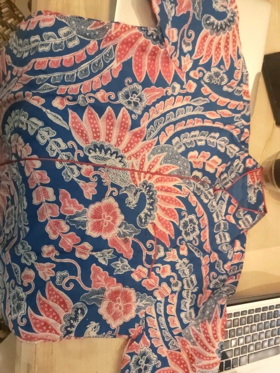 Blue Short Sleeve Batik Print Malam Shirt