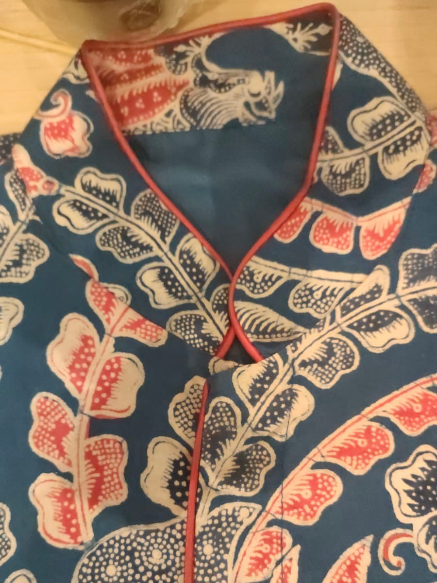 Blue Short Sleeve Batik Print Malam Shirt