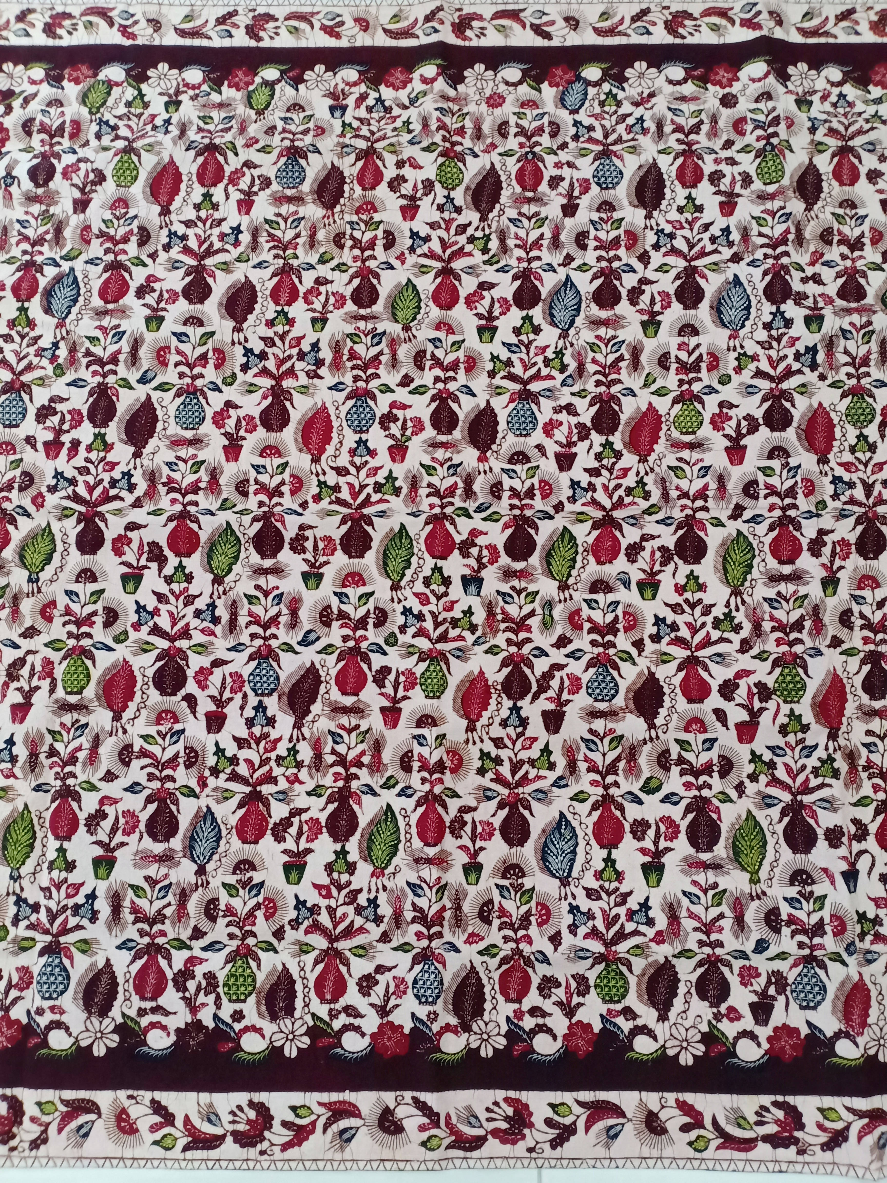 Batik Tulis Tanjung Bumi Motif Pot Bunga Gentongan Coklat