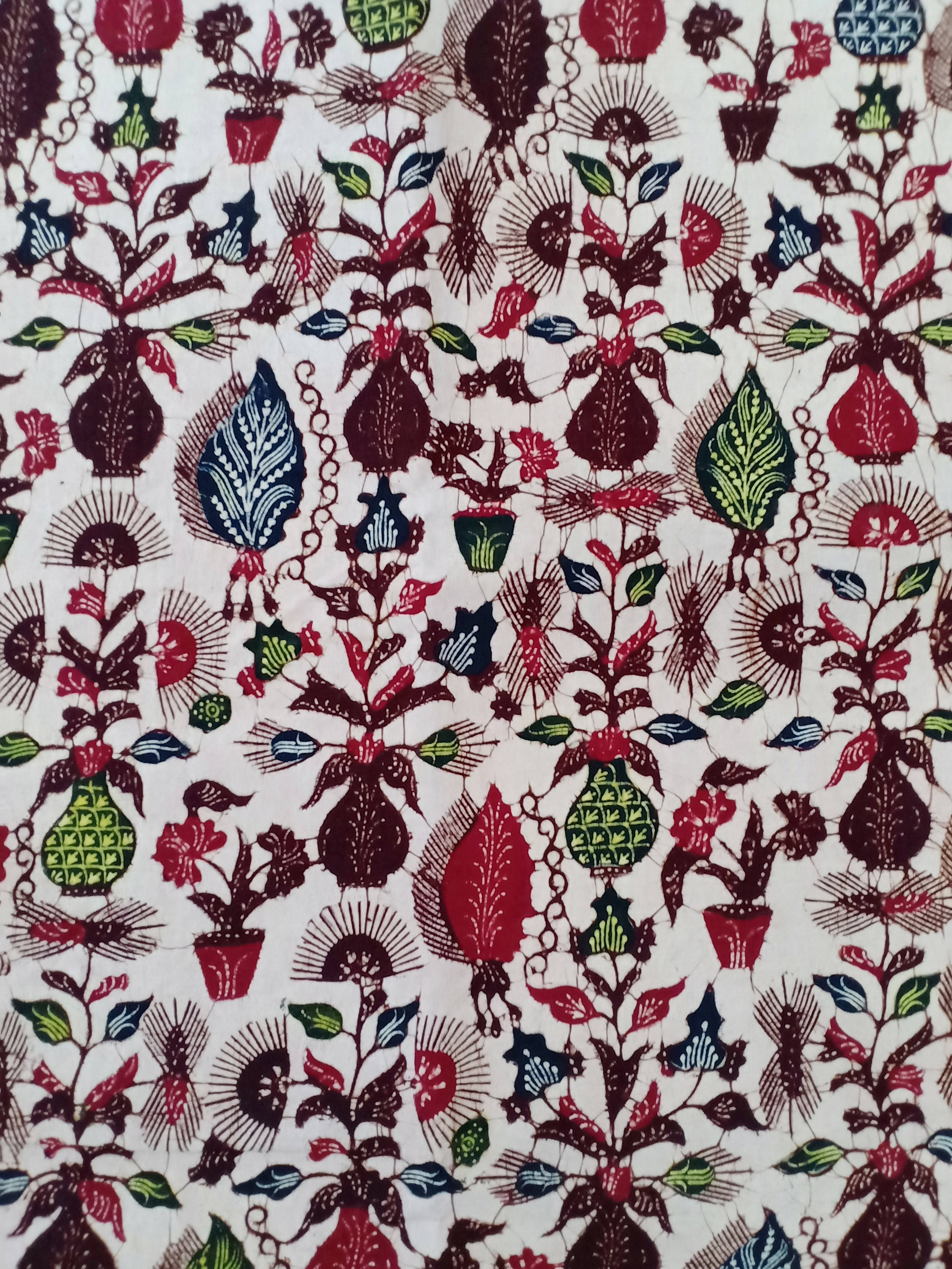 Batik Tulis Tanjung Bumi Motif Pot Bunga Gentongan Coklat