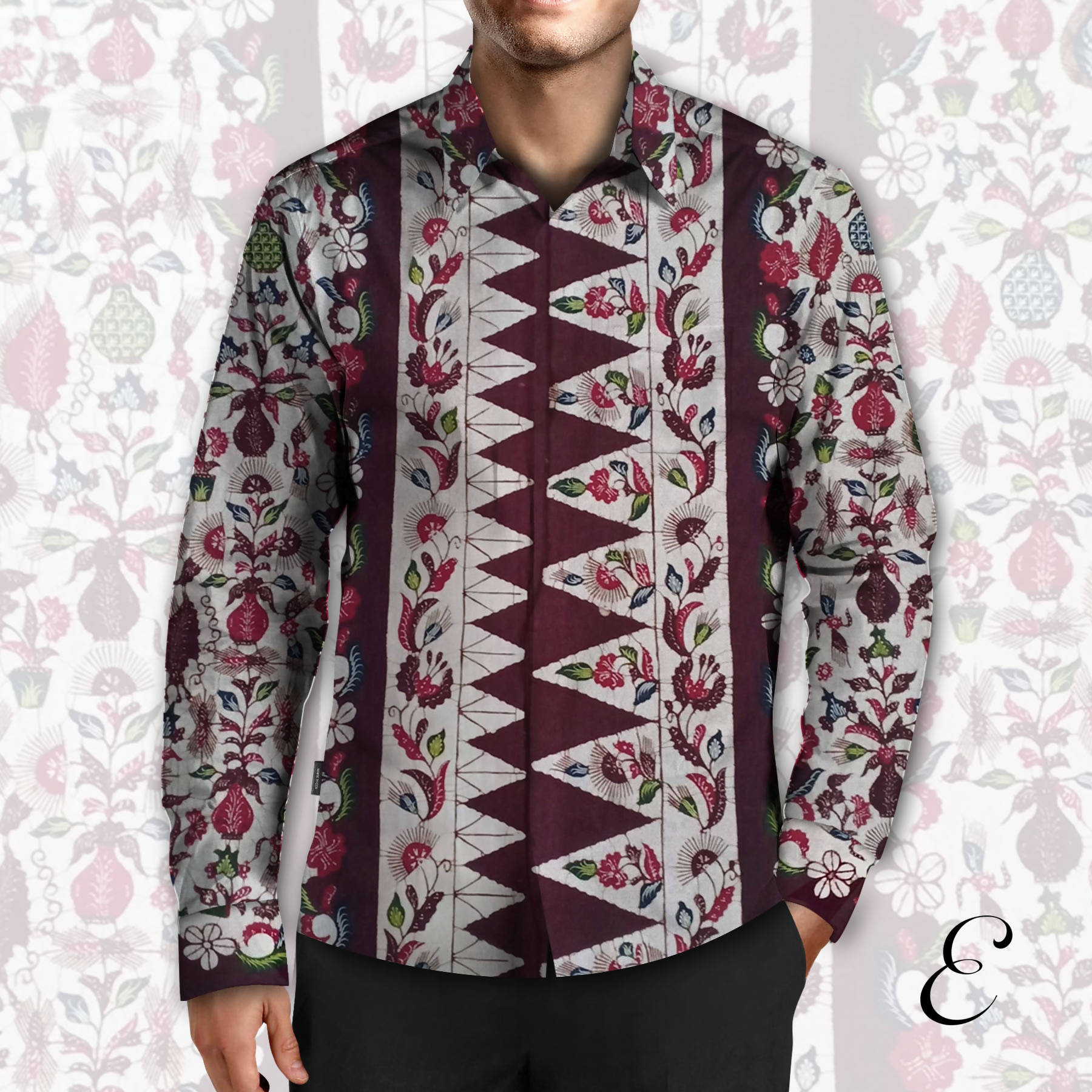 Batik Tulis Tanjung Bumi Motif Pot Bunga Gentongan Coklat